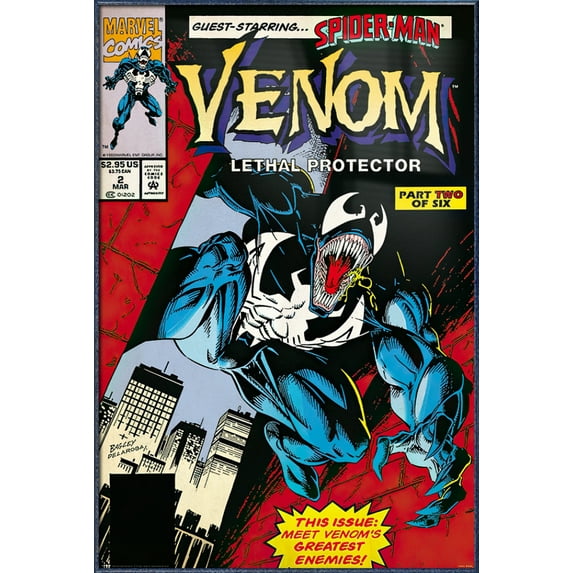 Venom - Spider-Man - Framed Marvel Comics Poster (Comic Cover - Lethal Protector) (Size: 25" X 37") (Orbit Blue Aluminum Frame)