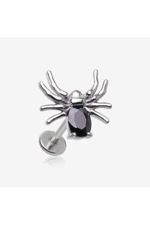 Venom Spider Sparkle Internally Threaded Steel Flat Back Stud Labret