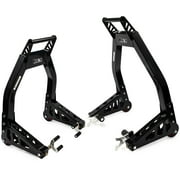 Venom Sport Bike Motorcycle Stand Front & Rear Motorcycle Lift Combo - Black Universal Front Fork & Swingarm Y & Paddle Lift Bike Stand Set, Compatible with Yamaha, Honda, Kawasaki, Suzuki, BMW