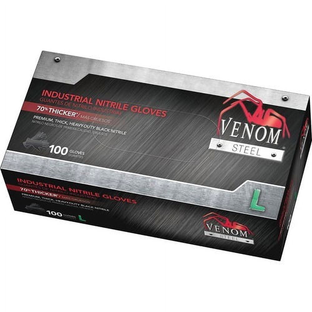Venom Steel Premium Industrial Black Nitrile Gloves, Large, 100 Count