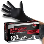 Venom Steel Premium Industrial Black Nitrile Gloves, Large, 100 Count