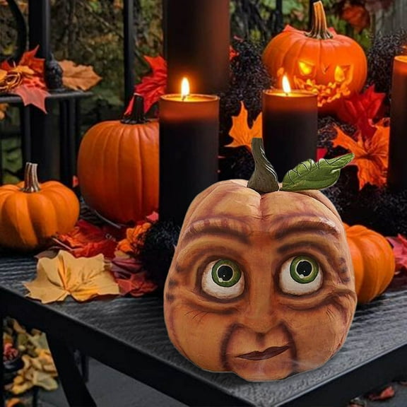 Lwlmwt Pumpkin Decor Halloween Decorations Indoor Fun Smiling Face Pumpkin Head Ornament Perfect for Dining Tables, Parties, Gardens, and Indoor Settings Adds Festive Atmosphere to Any Space
