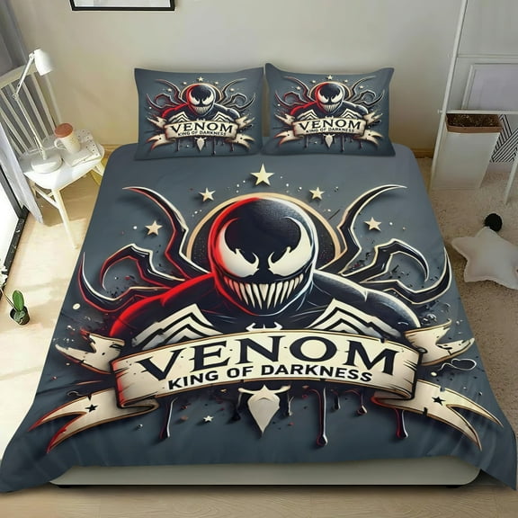 Venom Themed Bed Sheet Set Three Piece Set 53x79 Inches Comfortable And Skin Friendly Unique Design Creating A Star Studded Night