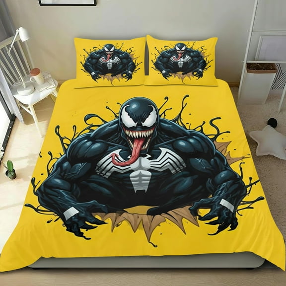 Venom Themed Bed Sheet Set Three Piece Set 53x79 Inches Comfortable And Skin Friendly Unique Design Creating A Star Studded Night