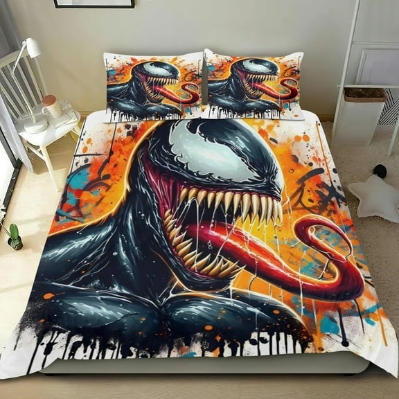 Venom Themed Bed Sheet Set Three Piece Set 53x79 Inches Comfortable And Skin Friendly Unique Design Creating A Star Studded Night