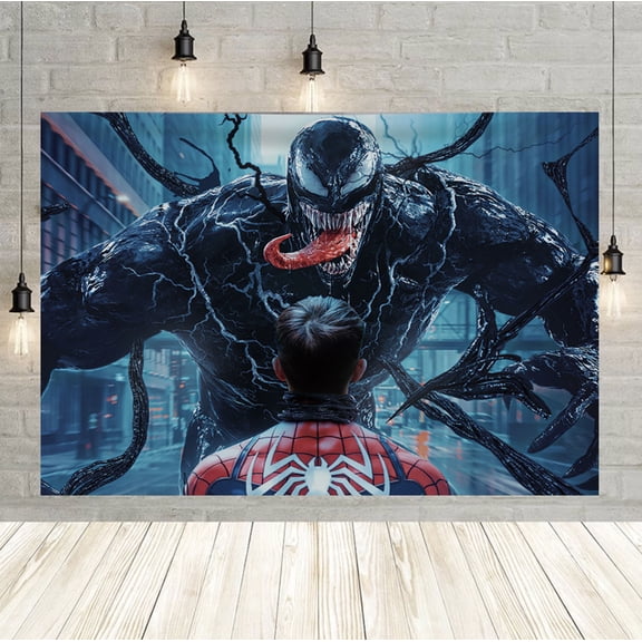 Venom backdrop, 60x40 inches, Venom-themed party photography decoration, suitable for indoor and outdoor use.