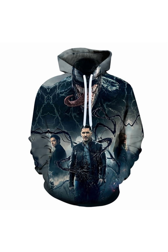 Venom black and white 3D digital printing spring and autumn casual hoodie sweater baseball uniform