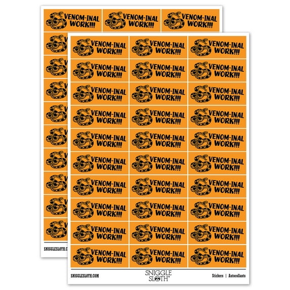 Venom-inal Phenomenal Work Teacher Student School Sticker Set - Orange - Gloss Finish - 1.75" Medium