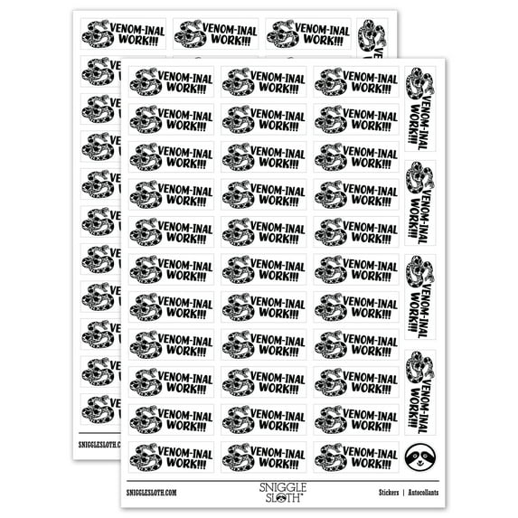 Venom-inal Phenomenal Work Teacher Student School Sticker Set - White - Gloss Finish - 1.5" Small