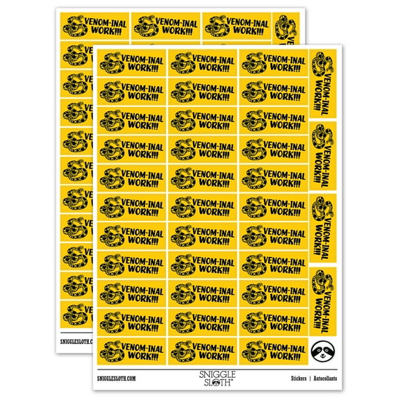 Venom-inal Phenomenal Work Teacher Student School Sticker Set - Yellow - Gloss Finish - 1.5" Small
