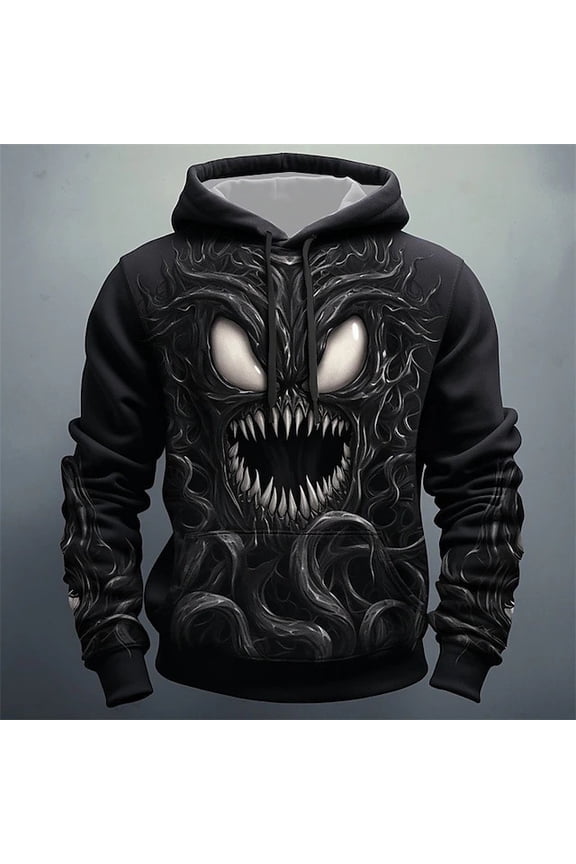 Venom men's high street fashion all-matching long sleeve loose drawstring hooded sweater fun funny Venom 3D digital printing