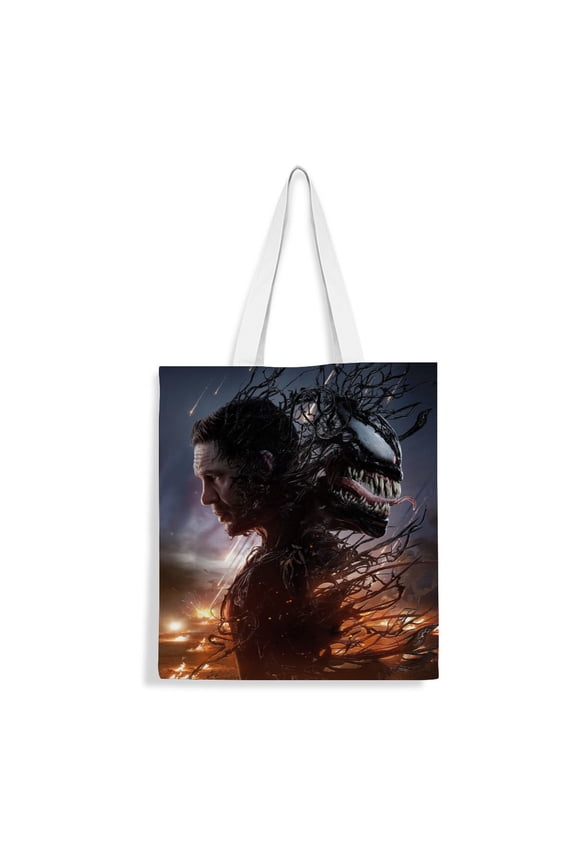 Venom-theme canvas Tote Bag for Women Aesthetic Shopping Grocery Reusable Bags with Inner Zipper Women Gift 13.8 x 15.8 inches35x40cm