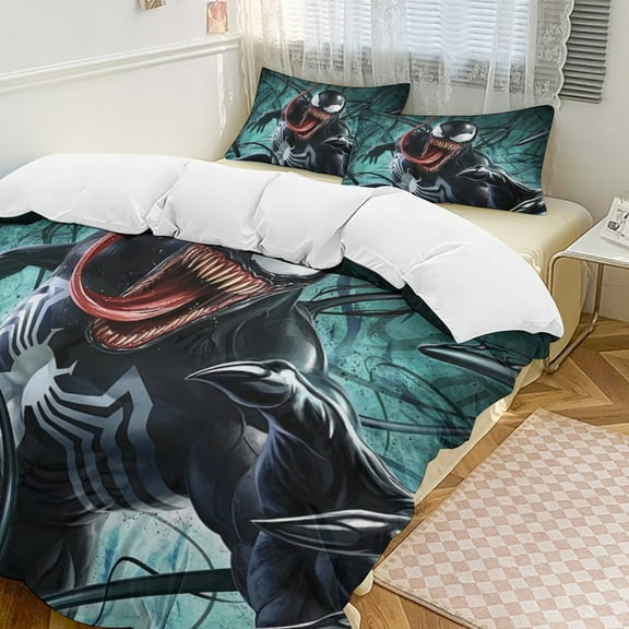 VenomCartoon Collection 3-Piece Comforter Set, Personalized Bedding Decor for Kids And Teens (86"x70"+ 20 X 30in)
