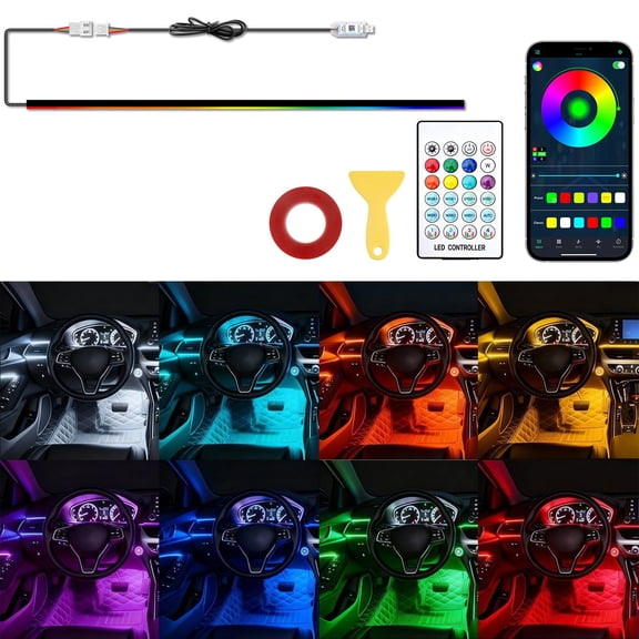 Venoro 2-IN-1 USB RGB Car Interior Floor Atmosphere Light Strips Phone & APP Control