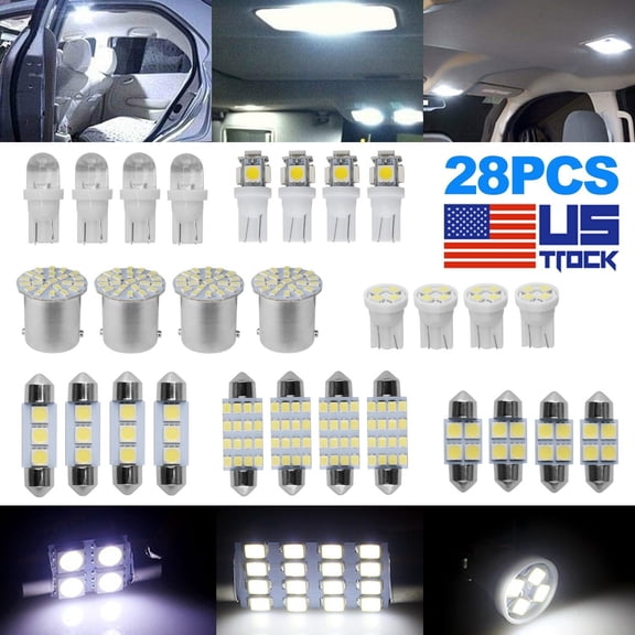 Venoro 28PCS Car Interior Combo LED Map Dome Trunk License Plate Light Bulbs 6000K