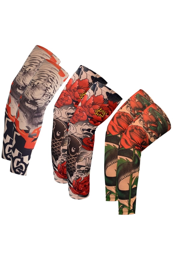 3 Pairs Cooling Arm Sleeves UV Protection Sunscreen for Men Women, Tattoo Cover