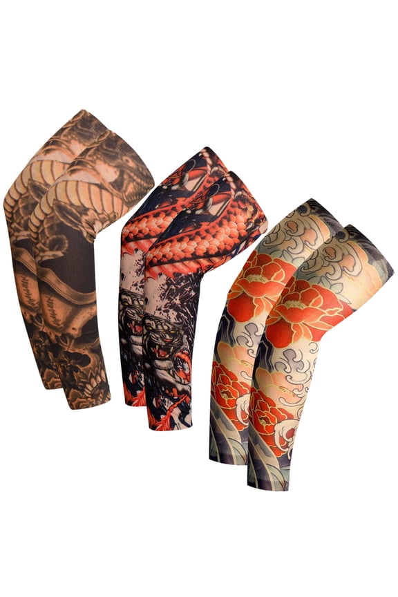 3 Pairs Cooling Arm Sleeves UV Protection Sunscreen for Men Women, Tattoo Cover