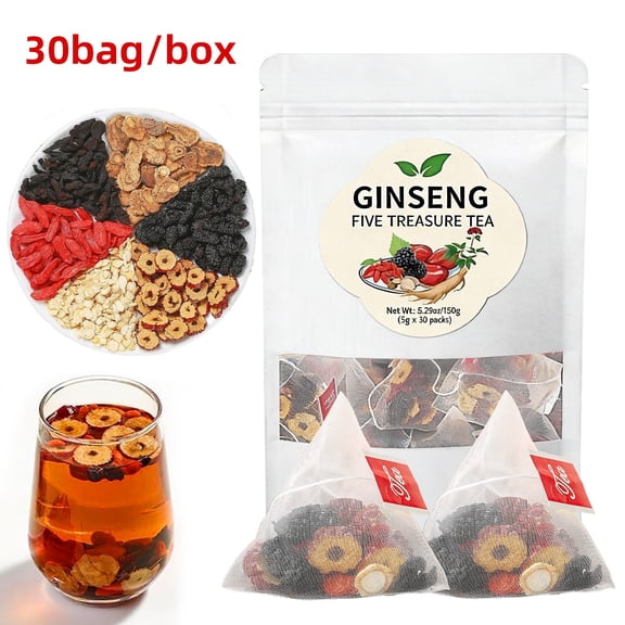 Venoro 30/60 Packs Ginseng Six Treasure Tea Bags - Red Date Kidney Health Herbal Tea