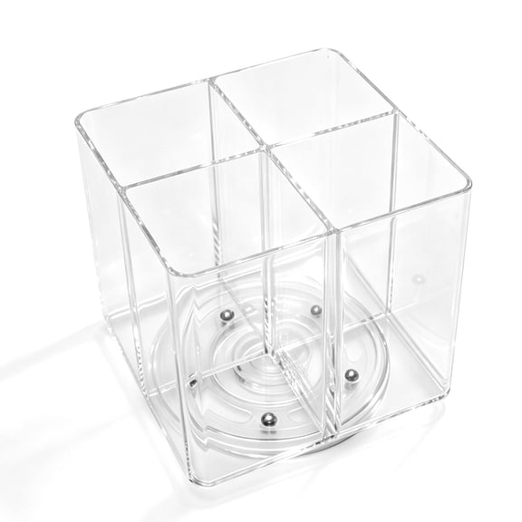 Venoro 360 Rotating Clear Acrylic 4-Compartment Organizer for Cosmetics & Brushes