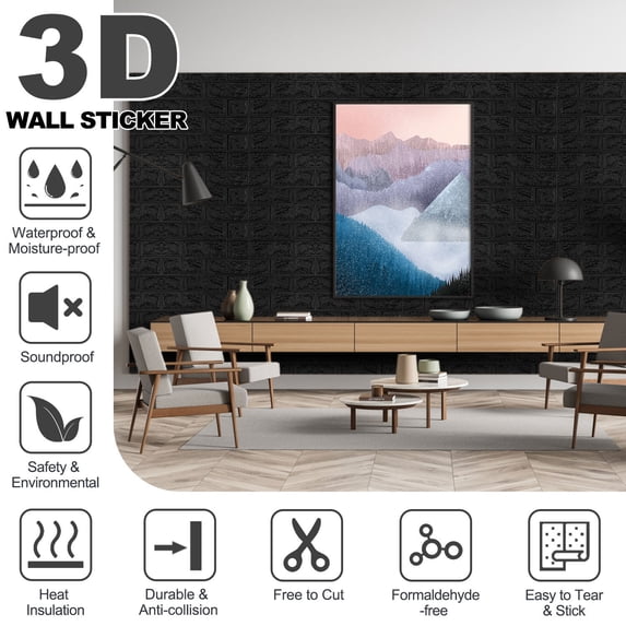 Venoro 3D Brick Foam Wallpaper Self Adhesive Tile Stone Panels Wall Sticker Waterproof