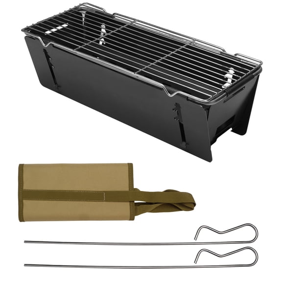 Venoro 3Pcs Outdoor BBQ Grill & Grilling Tongs Combo - Foldable Stainless Steel BBQ Cooking Kit