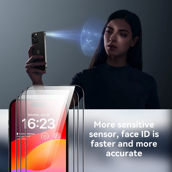 Venoro 3Pcs for iPhone 15 Pro Max/15 Pro/15 Plus/15 Tempered Glass Screen and Lens Protector, Clear
