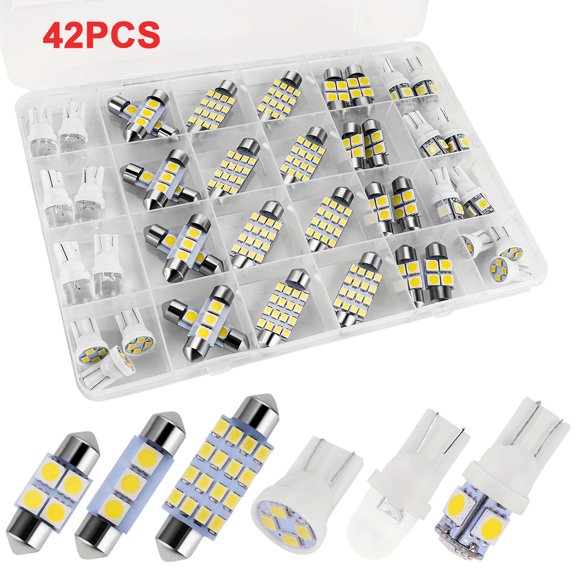 Venoro 42PCS Interior LED Light Bulbs Combo - Map Dome Trunk License Plate
