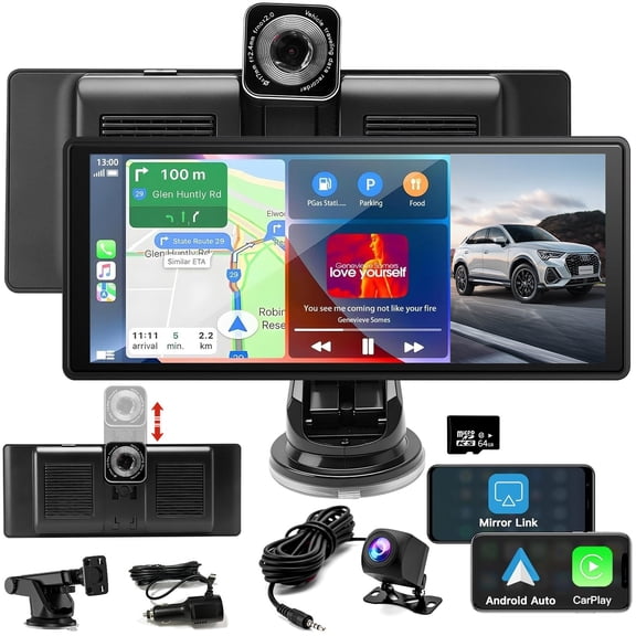 Venoro 4K Front & 1080P Rear Dash Cam - Phone Screen Projection For Carplay Android Auto