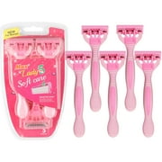 Venoro 5 Packs Womens Razors 5-Blades Manual Razor Disposable, Pink