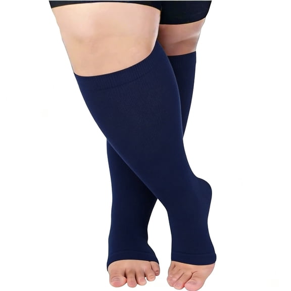 Venoro 5 Pairs 20-30 mmHg Toeless Compression Socks - Knee High Support for Running & Sport