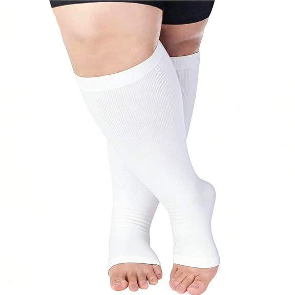 Venoro 5 Pairs 20-30 mmHg Toeless Compression Socks - Knee High Support for Running & Sport