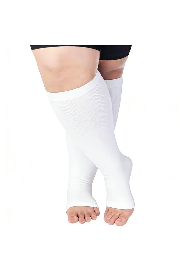 5 Pairs 20-30 mmHg Toeless Compression Socks - Knee High Support for Running & Sport