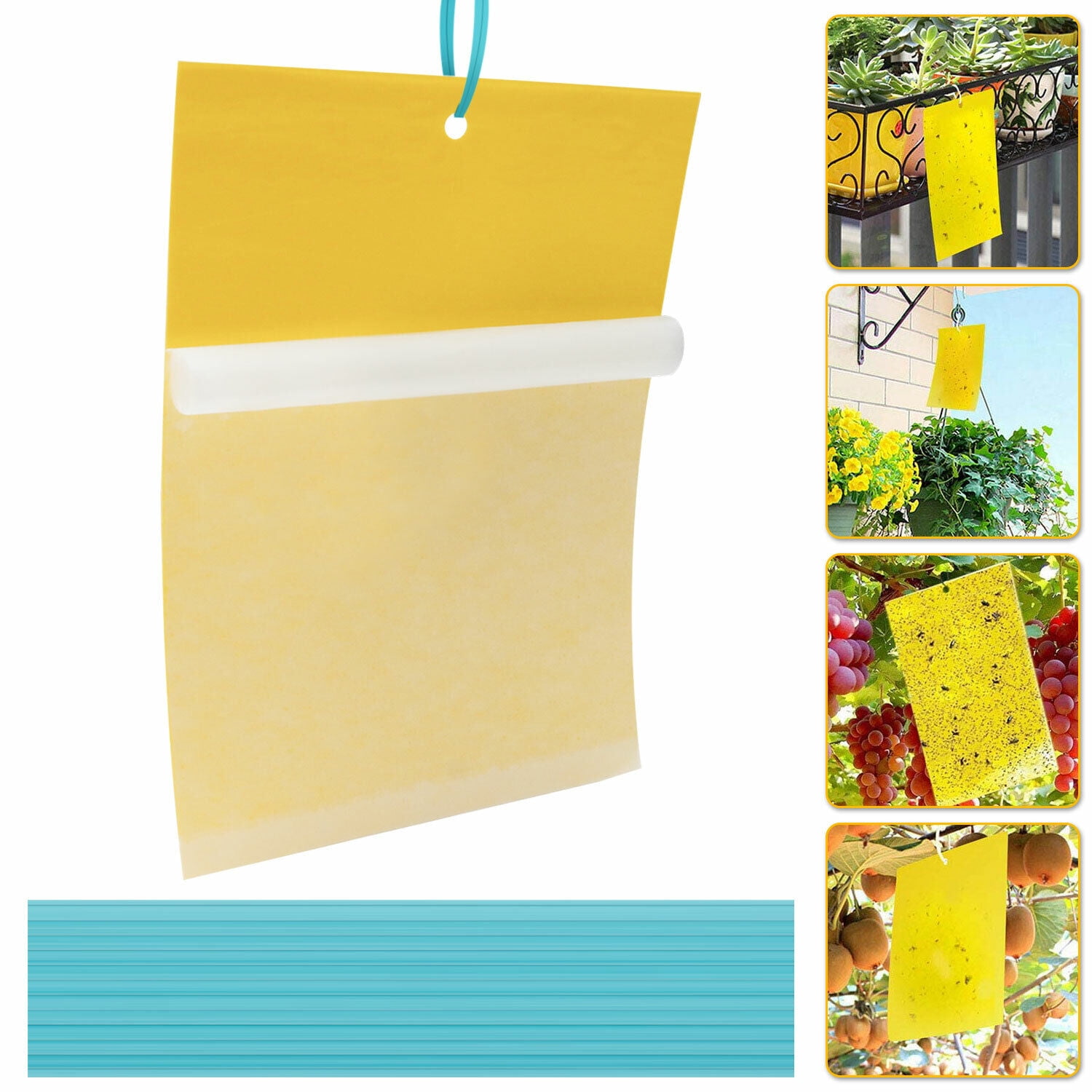 Venoro 60 PCS Sticky Fly Traps Gnat Trap Flies Insect Glue Catcher w/ Hanging Ropes