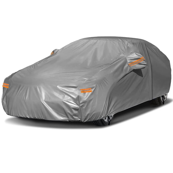 Venoro All-Weather Car Cover Waterproof with Door Zipper, Outdoor Full Coverage for Sedans & SUVs, Windproof Snow & UV Protection
