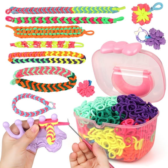 Venoro Bracelet Making Kit - 1200 Colorful Elastic Cloth Loom Bands Gift for Girls Boys