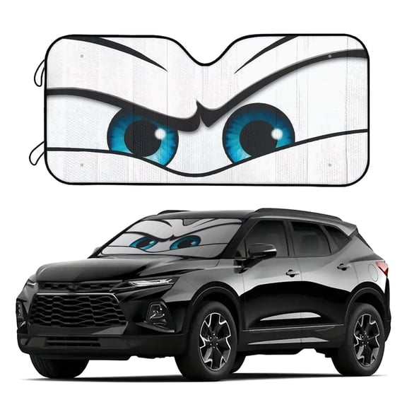 Venoro Car Windshield Sun Shade - Cartoon Blue Eyes UV Block Cover Shield for Front Window