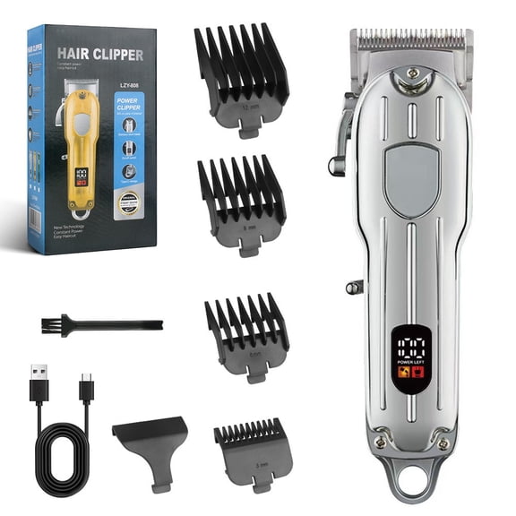 Venoro Cordless Digital Hair Clipper Set for Men - W/ Scissors Combs Home Haircut Kit