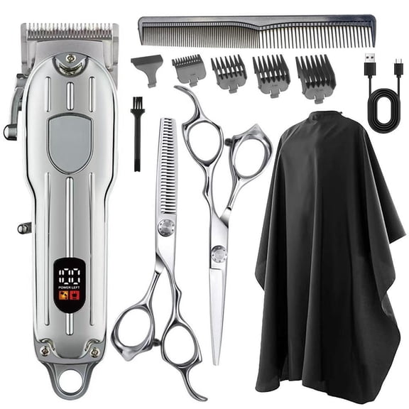 Venoro Cordless Digital Hair Clipper Set for Men - W/ Scissors Combs Home Haircut Kit