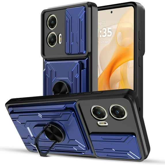 Venoro Credit Card Slot Back Cover Cell Phone Case for Motorola G Stylus, Blue