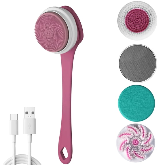 Venoro Electric Bath Brush Long Handle Exfoliating Scrubber Waterproof Massaging Bath Brush for Men Women Shower Bathing Cleansing