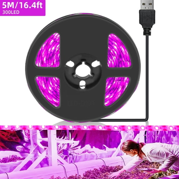 Venoro Grow Light Strips for Indoor Plant Full Spectrum 300 LED USB Powered, 16.4ft