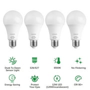 Venoro LED Light Bulbs Outdoor Automatic On/Off  Sensor Bulb 6500K Daylight Dusk to Dawn