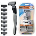thumbnail image 1 of Venoro Men's Razors 5-Blade Manual Razor Handle and 8 Blades Refills, Gray, 1 of 9