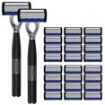 thumbnail image 1 of Venoro Men's Razors 7-Blade 2 Manual Razor Handles and 24 Blades Refills, Black, 1 of 9