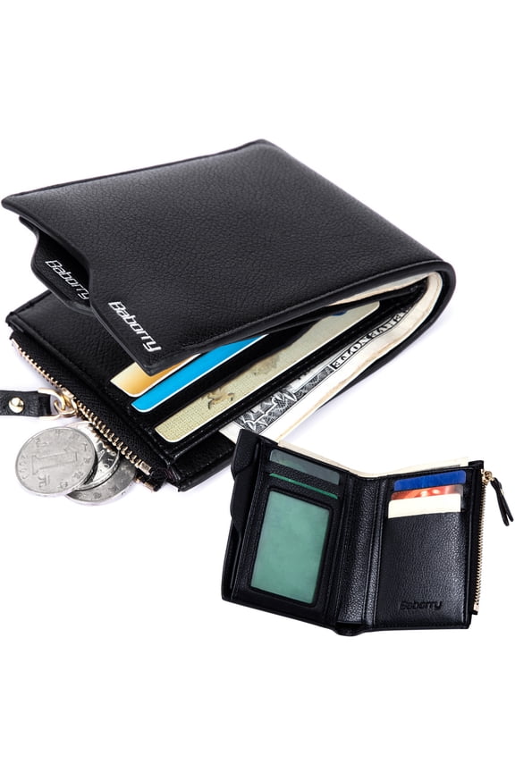 Mens RFID Blocking Leather Wallet Credit Card ID Holder Zipper Purse, Men Gift