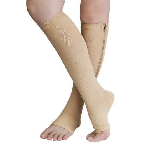 Venoro Nylon Zipper Compression Socks Support Graduated Stockings Mens Womens 20-30mmHg