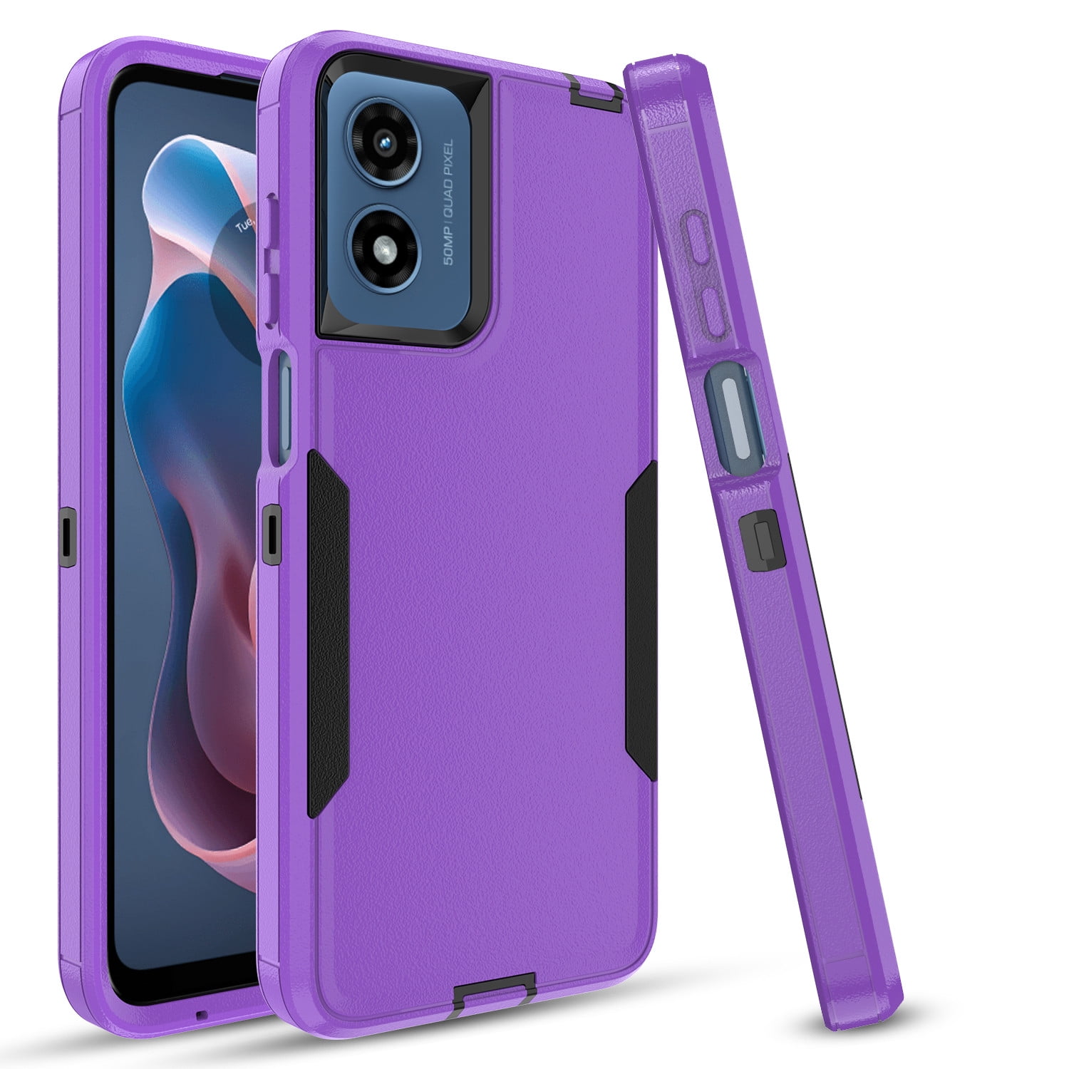 Venoro Phone Case for Moto G Play 2024 Shockproof Hybrid Armor Cover