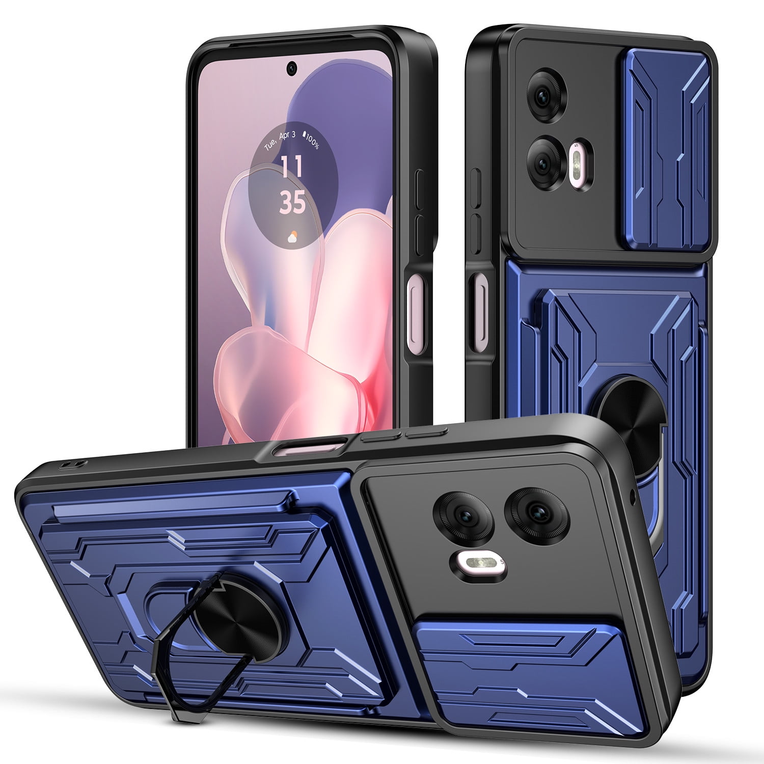 Venoro Phone Case for Moto G Power 5G 2024 Card Slot Wallet Finger Ring ...