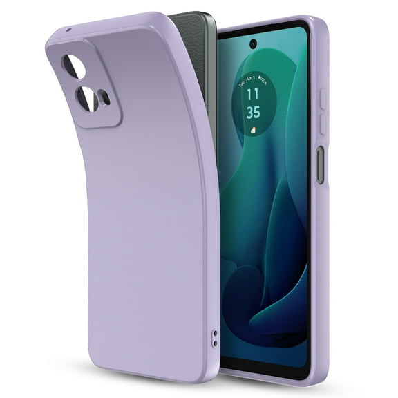 Venoro Phone Case with Screen Protector for Moto G 5G 2024 6.5inch Liquid Silicone Protective Cover, Purple