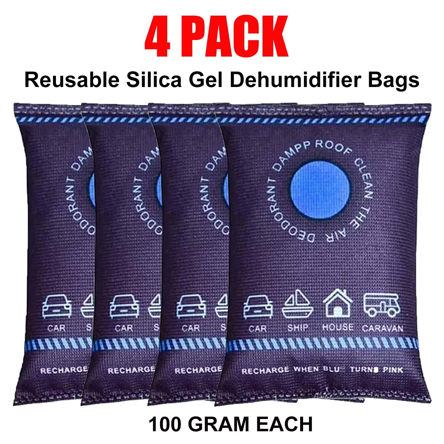 Venoro Reusable Silica Gel Car Dehumidifier Bags Windshield & Interior Moisture Control